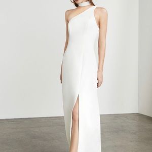 Karley One-Shoulder Halter Gown White BCBG dress